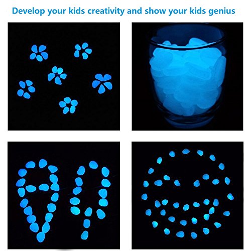 340Pcs Glow in The Dark Stones Garden Pebbles Rocks Indoor Outdoor Decor Luminous Stone for Walkways Driveway Yard Grass Fish Tank - color: White, size: 340