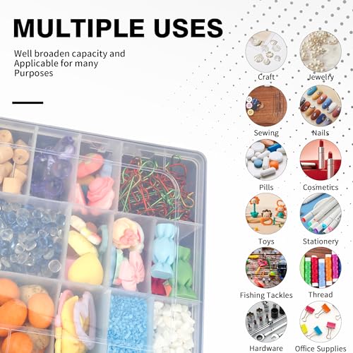 OALCQ 36 Grids 2 Pcs Bead Organizer and Storage Tackle Box for Rock Collection, Washi Tape, Small Items - Plastic Container - size: 36 grids 2 pcs