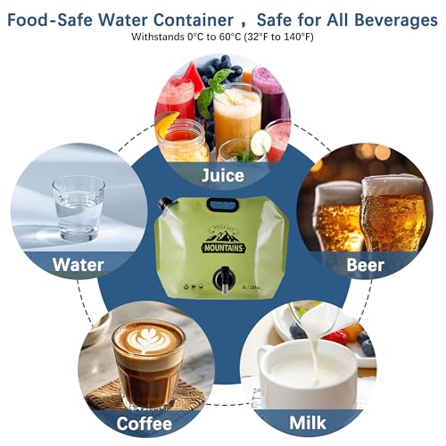 Water Jug Camping 2.1 Gallon Collapsible with Spigot, BPA Free Portable Water Pouch Foldable Water Bags for Outdoor Hiking, Travel and Emergency & Water Storage Containers (Green-2Pcs) - color: Green-2Pcs