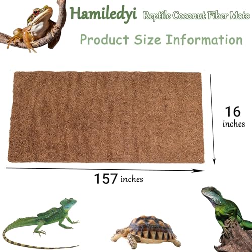 Hamiledyi Reptile Carpet 157" L x 16" W Natural Coconut Fiber Tortoise Carpet Mat for Pet Terrarium Liner Reptile Supplies for Lizard Snake Chameleon Turtle Bedding Bunny Rabbit Mat - size: 1 Pack/157 x 16 Inch