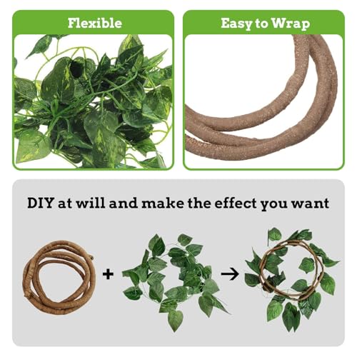 PIVBY 4 PCS Bearded Dragon Hammock, Bearded Dragon Tank Accessories, Flexible Reptile Jungle Vines Terrarium Decor for Chameleon, Lizards, Crested Geckos, Snakes, Lguana, Amphibian Reptiles Habitats - size: 4 PCS