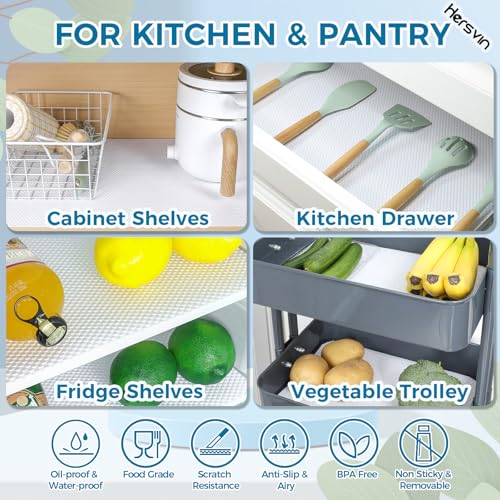 Hersvin Shelf Liners 10 in x 20 ft EVA Drawer Mats, Non-Adhesive Cupboard Pad, Kitchen Cabinet Lining Fridge Cushion (White Dot, 25.4cmx610cm) - color: White Dot, size: 10"W x 240"L