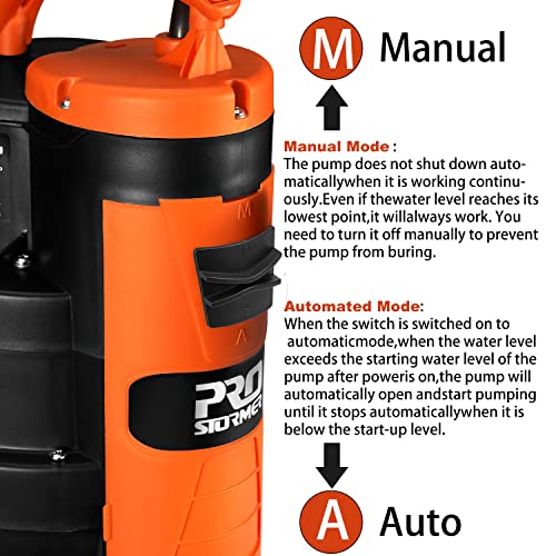 Sump Pump, Prostormer 3500 GPH 1HP Submersible Clean/Dirty Water Pump with Build-in Float Switch for Pool, Pond, Garden, Flooded Cellar and Irrigation - style: 1HP