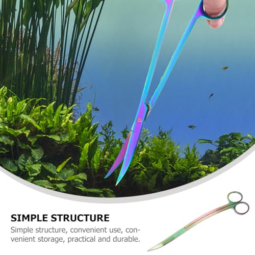Operitacx Stainless Steel Aquarium Plant Scissors, Curved Aquatic Plant Trimming Tools for Fish Tank, Cleaning Scissor for Freshwater and Saltwater Aquariums