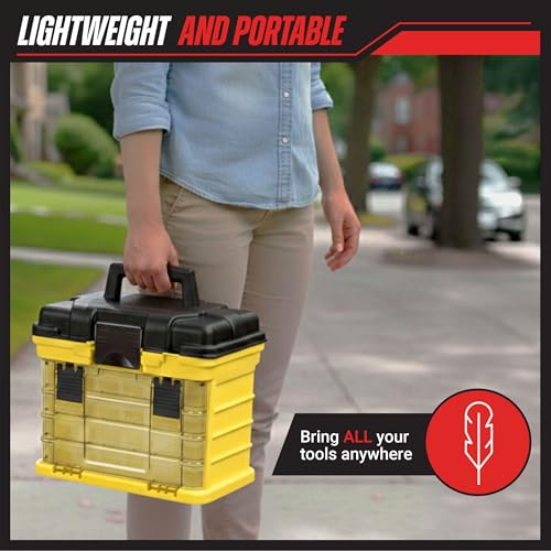 Portable Tool Box - Small Parts Organizer with Drawers and Customizable Compartments for Hardware, Tackle, Beads, or Crafts by Stalwart (Yellow) - color: Yellow