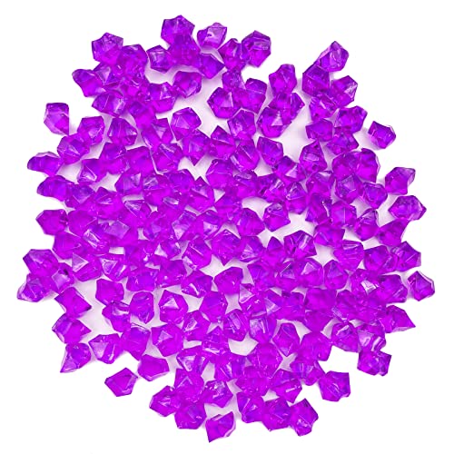 150PCS Fake Ice, Fake Crushed Ice Cubes 16 x 22 mm Artificial Acrylic Crystal Diamonds for Vase Fillers,Table Scatter, Wedding Decoration, Photography Props, DIY Crafts Rose red - color: Pink-red