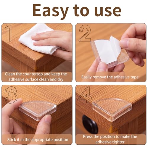 Silicone Corner Protectors & Edge Guards Kit, 0.8in x 6.6ft Clear Edge Protector, Self Adhesive Table Corner Guards Pads, Waterproof Furniture Safety Guards for Sharp Edges, Childproofing for Home
