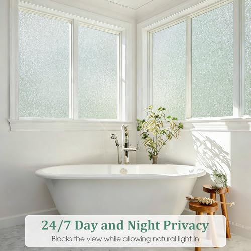 Frosted Glass Window Privacy Film with 4 Tool, Reeded Glass Window Privacy Film Brown