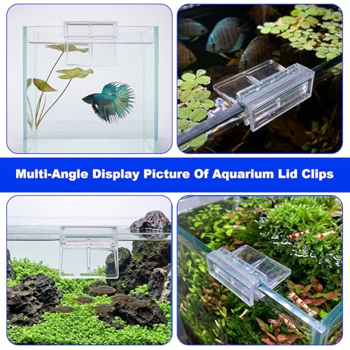 16 PCS Aquarium Lid Clips, 6mm Transparent Acrylic Rimless Fish Tank Glass Top Clips, Fish Tank Lid Hood Holder, Aquarium Support Clamps for Rimless Aquariums