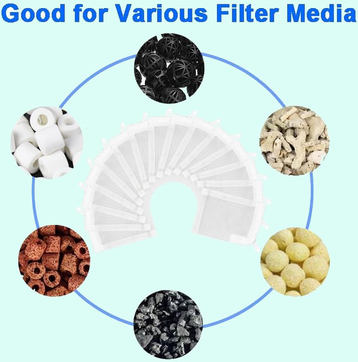 AQUANEAT Aquarium Filter Media Bags 15pcs Fish Tank Extra Fine 100 Micron Mesh Bags with Plastic Zipper for Activated Carbon (3" x 4") - size: 3" x 4"