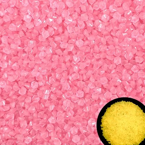 4000PCS Pink Glow in The Dark Stones Diamond Shape Luminous Stones Glow in The Dark Pebbles for Plants Garden Backyard Patio Lawn Walkway Driveway,5-8mm - size: 4000, style: Pink