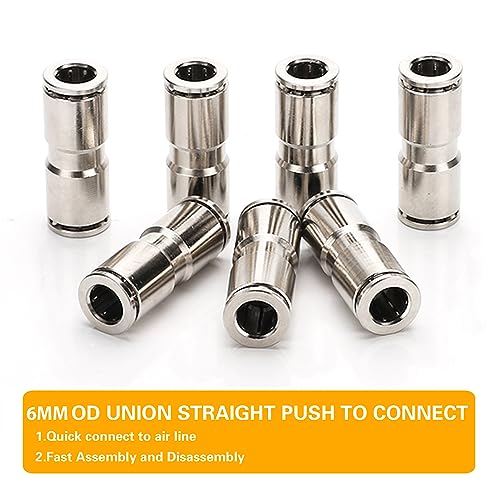 6mm Union Straight Push to connect fittings Stainless Steel Pneumatic Push Connectors,CEKER 6mm x 6mm Tube Quick Connect Fittings Air Line Fittings for 6mm Tube 2Pack - size: 6 mm, style: STRAIGHT