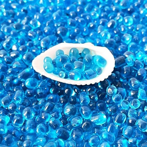 1 Lb (460 g) Lake-Blue Sea Glass Stones Irregular Rainbow Glass Pebble Decorative Rock Quartz Tumbled Gemstone Chips for Aquarium Decoration/Vase Filler/Jewelry Making/Handwork Craft/Gems Display - color: Lake Blue