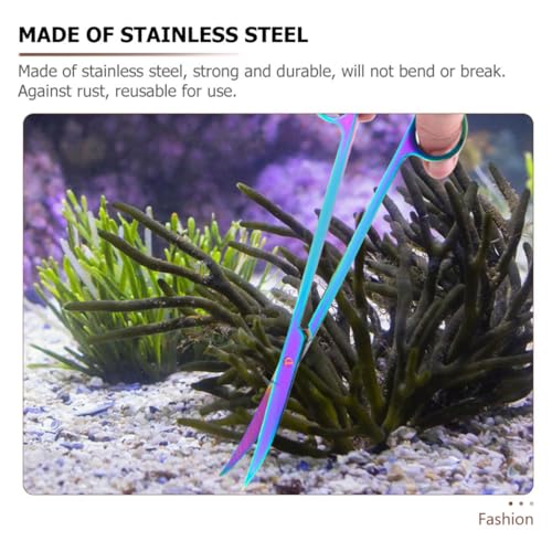 COHEALI Stainless Steel Aquarium Plant Scissors Aquatic Trimming Tool Rainbow Wave Blades Portable Fish Tank Clipper for Aquascaping and Aquarium Maintenance