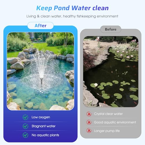660GPH Pond Filter with RGB Auto-Cycle LED Lights - Built-in 40W Pump & 3-Stage Pond Filters for Outdoor Ponds, Koi Fish Ponds, Garden Fountains, Waterfalls & Aquariums (Corded Electric) - style: 40W with Lights-Corded Electric