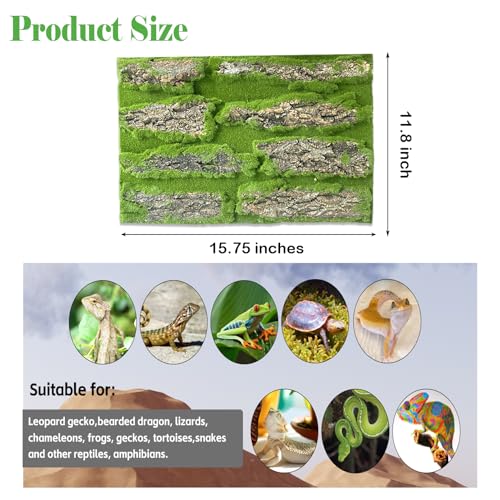 Reptile Cork Terrarium Background Decor,Habitat Fitting Bark Backdrop Wall Artificial Moss 3D Aquarium Panel for Lizard Gecko Tortoise Spider Bearded Dragon Chameleon Snake Amphibian(2Pcs)