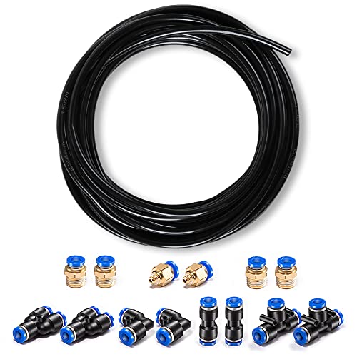 Pneumatic Tubing Black PU Air hose Pipe Tube Kit 5/32 inch or 4mm OD 2.5mm ID 39.4ft/12 Meter for Air Line or Fluid Transfer - color: Black, size: 4mm OD / 2.5mm ID × 12m