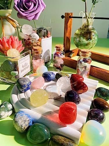 DUQGUHO 15 Pcs Natural Crystals Bulk Tumbled Stones Polished Irregular Quartz Crystal Set Chakra Colored Rocks Gemstones Vase Filler Landscape Bottom Decoration Energy Reiki Beginners Decoration - color: Multicolor- 15pcs