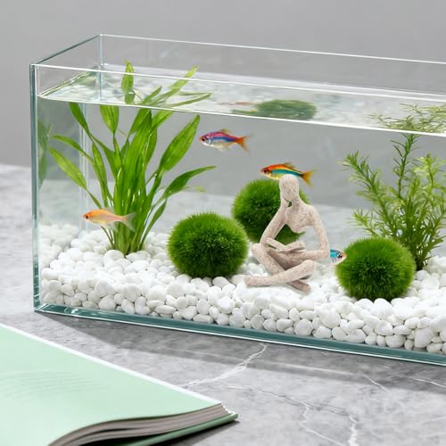 Oooct Sandstone Thinker Statue Aquarium Ornament, Small Fish Tank Decor for Freshwater & Saltwater, Abstract Aesthetic Aquarium Decoration for Tank, Pond & Terrarium - 2.8 x 2.4 x 4.3 Inch - color: Reading Statue a