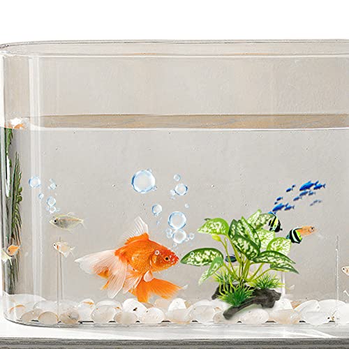 WishLotus Aquarium Plant Decoration, Plastic Artificial Plant Reptile Fish Tank Landscaping Water Plants Decoration with Sturdy Resin Base for Fish Tank/Aquarium Landscape Decoration (1, Green)