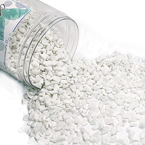 1.5 lb White Porcelain Crushed Glass for Resin Art and Crafts, 3-6mm Chunky Broken Glass Pieces, Solid Color Irregular Shards for Geode, Vase Filler, Aquarium Decor & DIY Crafts - color: White Porcelain