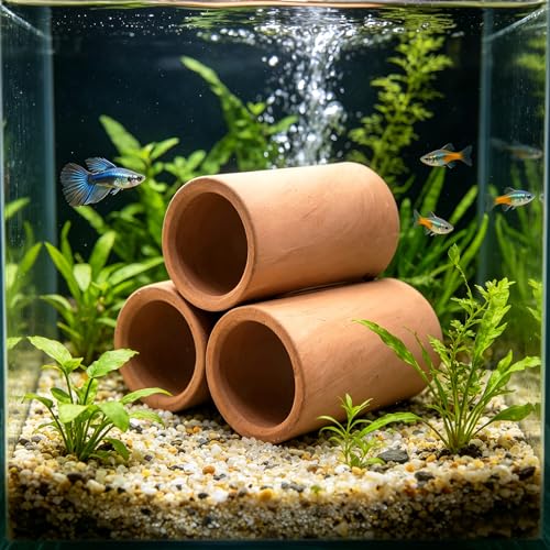 M2cbridge Ceramic Shrimp Dome Hide Shelters Swim Holes Shrimp Habitat Breeding Tube(2PCS Red Pipe) - color: 2pcs Red Pipe