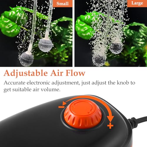 FEDOUR 4W/5W/8W Aquarium Corded Electric Air Pump, 96GPH/160GPH/256GPH Dual Outlets 4 Outlets Oxygen Pump, Ultra Quiet Aquarium Bubbler for up to 300 Gallon Fish and Turtle Tank - style: 2 Outlets-5W