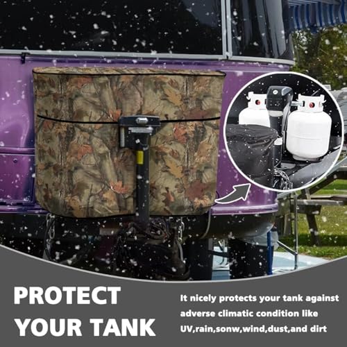 Forest Leaves Double 20lb RV Propane Tank Cover Weather Resistant Gas Cylinder Cover with Zipper All Seasons General - color: Forest Leaves, size: S(20LB)