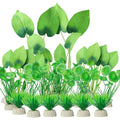 Artificial Aquarium Plants, 15-Piece Plastic Decorative Set, Lifelike Underwater Garden (Green)