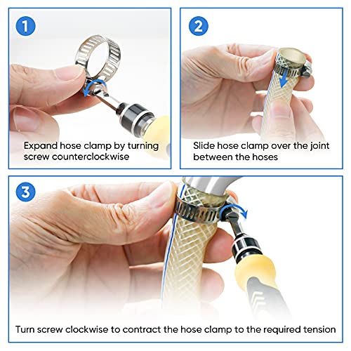 TICONN 20PCS Hose Clamp Set - 3/8''–5/8'' 304 Stainless Steel Worm Gear Hose Clamps for Pipe, Intercooler, Plumbing, Tube and Fuel Line - size: SAE #4 20PCS 3/8"~5/8"