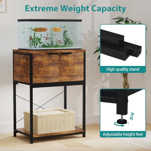 5-10 Gallon Fish Tank Stand, Aquarium Stand with Cabinet Storage for Aquarium Stand, Cabinet for Fish Tank Accessories Storage, Heavy Duty Tank Stand for Home Office Turtle Reptile Tank Stand - color: Brown