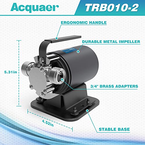 Acquaer Portable Electric Utility Water Transfer Pump 1/10 HP with Suction Hose Kit, Low Suction Water Removal for Water Beds, Pools, Rain Barrel, Aquariums, RV - style: 115V AC