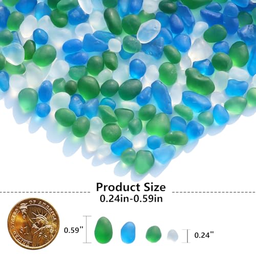 QYGL Sea Glass Stones - 0.55LB Green Mixed Frosted Glass Pebbles Gemstones - Perfect for Aquarium Rocks, Fish Tank Gravel, Vase Fillers, DIY Crafts, and Home Decor - color: Green Mixed