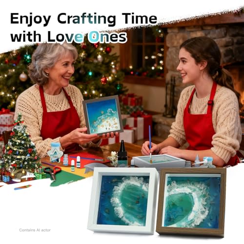 iLAND Crafts For Adults Women Teen Girls Ocean Beach UV Resin Kit for beginners Arts and Crafts for adults Resin Art Project DIY Sea Crafting Making Set Unique Artist Woman Gifts on Christmas Romantic - color: White Color Frame Resin Craft