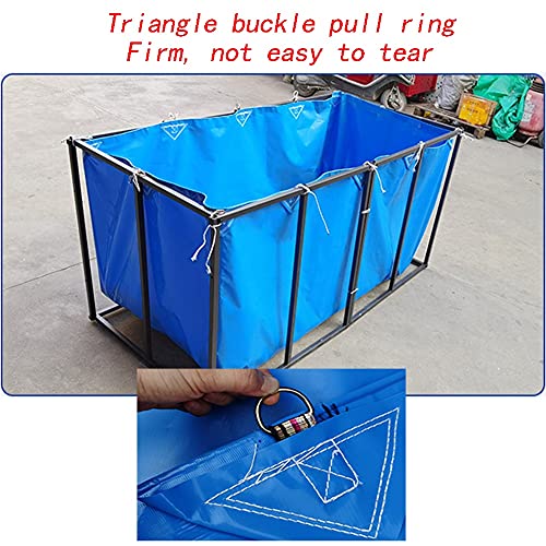 Versatile Aquarium Pool Outdoor Use Durable FoldableTemporary Fish Pond,Portable Fish Pond Liner with Grommets 0.45mm PVC Canvas Foldable Tank 400gsm Pool for Saltwater Fish Koi Turtles Blue - size: 2X8X1M