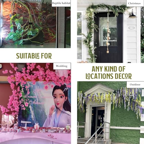 118 inch Medium Malleable Artificial Green Tree Branches Grapevine Garland Fake Cherry Blossom Tree Trunk Twigs for Wall Hanging Willow Ivy Home Room Wedding Decoraton - size: Medium