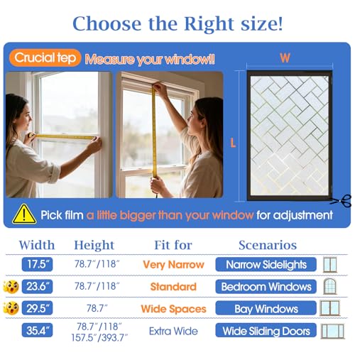 Coavas Frosted Window Privacy Film Static Cling Non-Adhesive for Glass Windows, Heat Control UV Blocking Sun Blocking Anti Glare, Day and Night Bathroom Home Office Cover, 17.5"x118" - color: White, size: 17.5 x 118 Inch