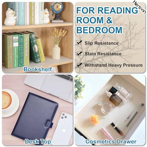 Hersvin Shelf Liners, 23.6x196.9 Inch EVA Non-Adhesive Drawer Mats, Cupboard Pad, Kitchen Cabinet Lining Fridge Cushion for Home Office (Clear/Dot, 60x500cm) - color: Clear Dot, size: 23.6"W x 197"L