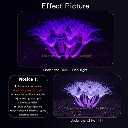 Artificial Flowers Soft Silica Gel Moves Naturally with Water Flow, Aquarium Decorations Glow in The Dark, Glowing Coral Ornaments for Fish Tank Decorations (Purple, Sunflower) - color: Purple