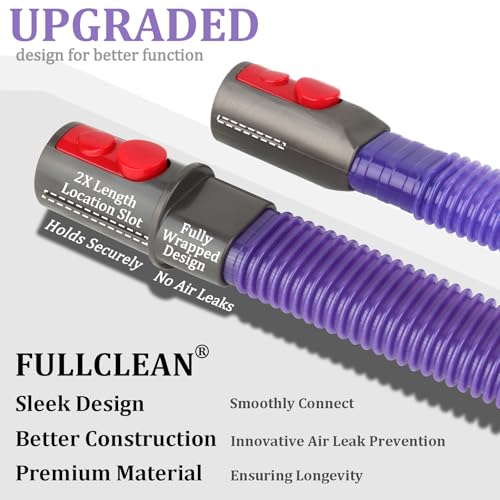Fullclean Dryer Vent Lint Vacuum Atttachments for Dyson V15 V15s Gen5 V12 V11 V10 V9 V8 V7 Detect Absolute Cyclone Outsize Slim Vacuum Cleaner Crevice Flexible Dryer Lint Remove Tool Cleaner Kit - style: Dryer Hose and Brush Purple