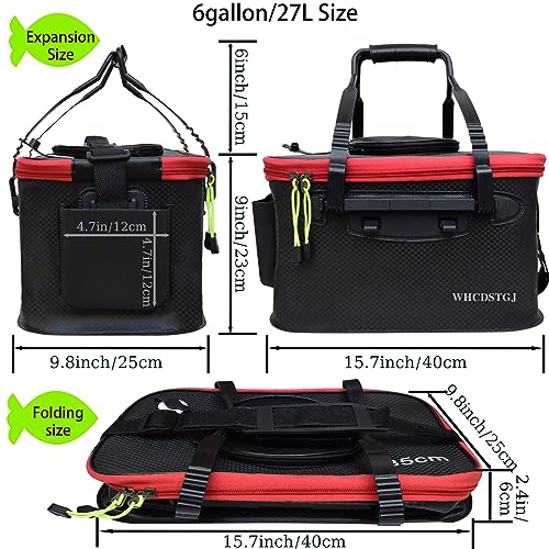 Fishing Bucket, Versatile Foldable Portable Fishing Bucket The 6 Gallon EVA Fish Bucket is Suitable for Storing Live Fish and Fresh Bait.… - color: Black, size: size6gallon