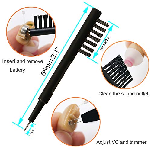 Hearing Aid Wax Guards Filters Cerumen Stop Wax Traps for Phonak, Unitron, Widex Hearing Aids Cleaner with Cleaning Brush Kit Tools and Carry Case 3 Packs/24 Filters