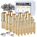 26PCS Brass Hose Barb Fitting,Barb Splicer Mender Hose Fittings 3/16" 1/4" 5/16" 3/8" 1/2" 5/8" with 52Pcs Stainless Steel Pipe Hose Clamps for Air/Fuel/Water/Oil Hose - size: 26pcs barb splicer