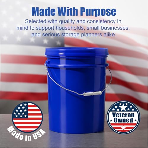 ePackageSupply 5 Gallon Bucket - Food Grade Bucket with Airtight Gamma Seal Screw-On Lid, BPA-Free, Heavy-Duty 90 Mil HDPE Plastic, Bulk Storage, Durable Container, Made in USA, Blue/Blue, 1 Pack - color: Blue/Blue, size: 1 Pack