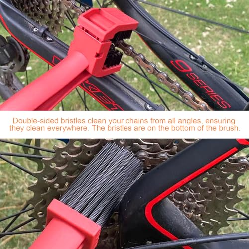 Ziciner Motorcycle Chain Brush, Bike Chain Cleaning Brush with Double-Ended Brushes, Durable Motor and Bicycle Chain Gears Maintenance Cleaning tool, Motorcycle Accessories (Red) - color: Red