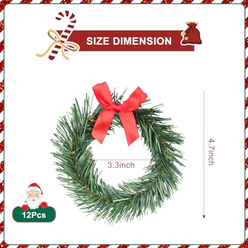 YBB 12Pcs Christmas Candle Rings with Red Black Plaid Bow, Small Artificial Wreath Candle Holder Rings, Fits 3.9 Inch Pillars Candle Tapers for Rustic Wedding Centerpiece Christmas Table Decoration - color: Bow-12pcs