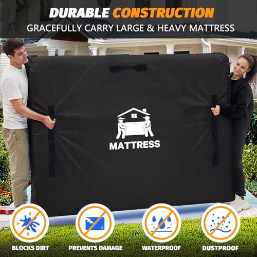 Mattress Bags for Moving, BETU Mattress Protector Waterproof Mattress Cover Crib Size Storage Bags with 8 Heavy-Duty Handles and Zipper for Bed Extra Thick Large Reusable (52"x28"x6.5",Black) - color: Black, size: Cribe 1 Pack (52"x 28"x 6.5")