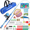 PLUSINNO Kids Fishing Pole with Spincast Reel Telescopic Fishing Rod Combo Full Kits for Boys, Girls, and Adults - color: Blue (with Fishing Net), size: 5FT / 1.5M