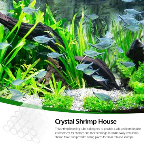 Shrimp Breeding Tube - Transparent Acrylic Crystal Shelter, Aquarium Hideaway Habitat, Fish Tank Refuge | Shrimp Cave Breeding House for Small fishss Aquatic Pets - color: 15 Tubes