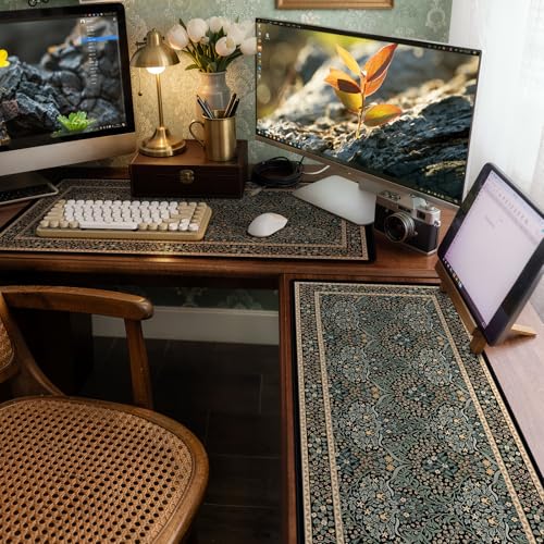 iCasso Desk Cover Mat, Office Mouse Pad, Desk Protector Mat, Extra Large Matt for Desktop,Anti-Slip XXL Big Mousepad with Stitched Edges for Computer Keyboard Retro Black - color: A-retro Black